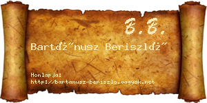 Bartánusz Beriszló névjegykártya